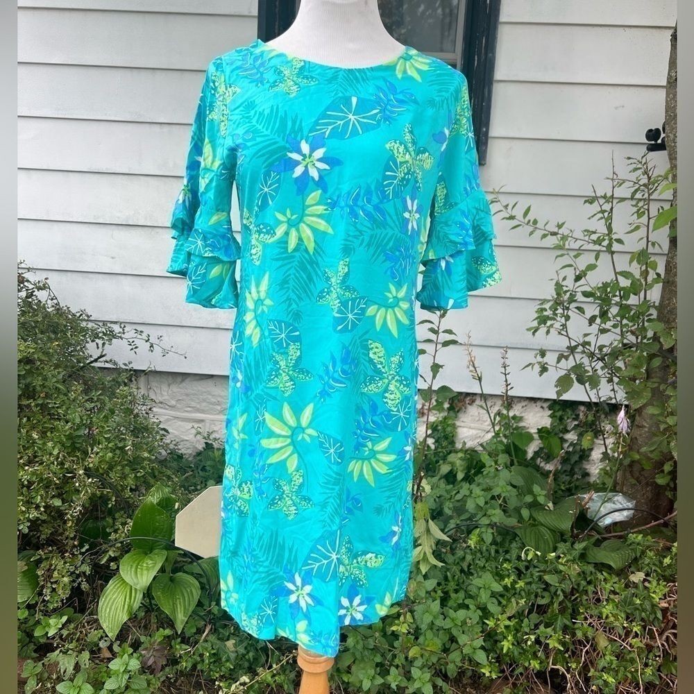 🌸 b3 Escapada Tropical Print Floral Sheath Gail Dress S (AA4)
